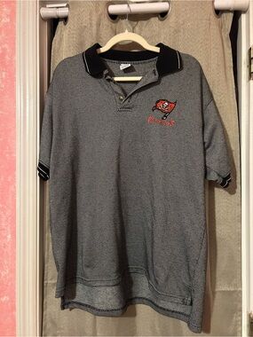 Tampa Bay Buccaneers Gray Polo Shirt with Black Collar